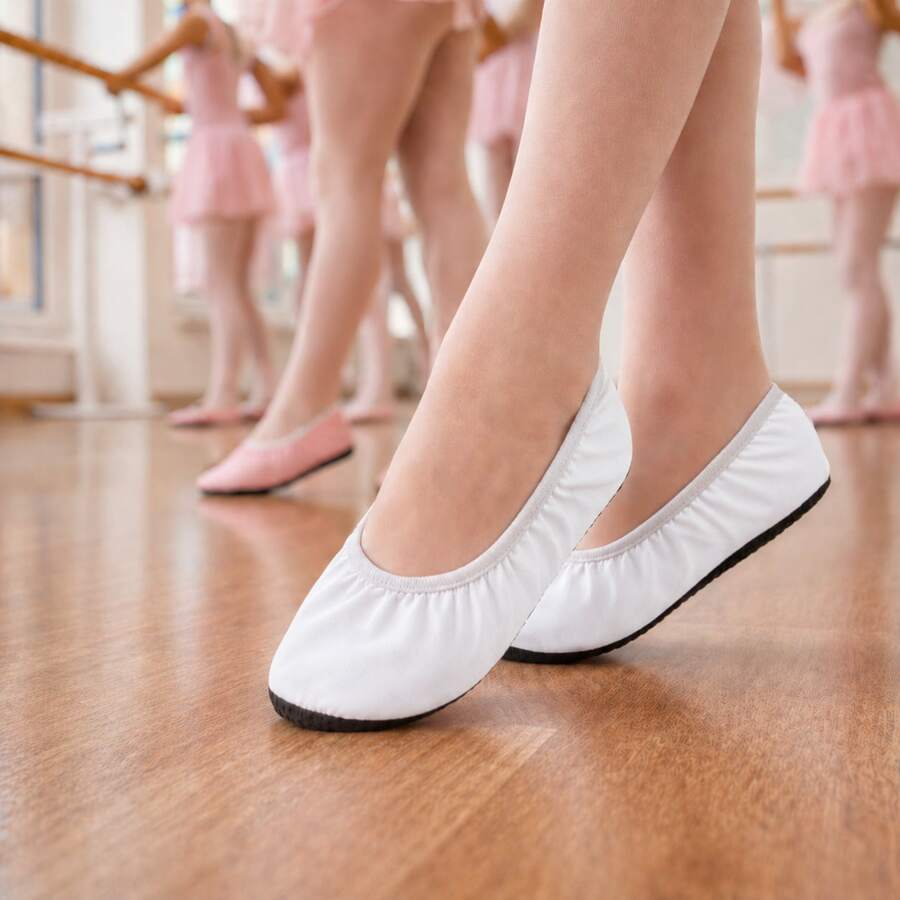 Sapatilha de Ballet Simples Carnaval Jazz Fantasia Diversão Par Sortidas - Branco - Visão 1