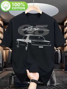 1965 Stang Classic Pony Car Club Retro Vintage T-Shirt - For Men And Women, 180g Heavyweight 100% Cotton, Crew Neck, Unisex Regular Fit, Casual Graphic T-Shirt - 黑色 - 查看 1