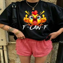 Cute Graphic T-Shirt Daily Casual 100% Cotton Oversized Soft Breathable Casual Crewneck Short Sleeve Top Aesthetic Daily Fashion Lovers Casual Wearers Daily Outfit Enthusiasts Gift Givers - 黑色 - 查看 18