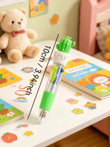 5/10pcs Mini Cartoon 4-Color Ballpoint Pens, Astronaut, Cat Paw, Food, Cactus Cute Designs, 4 Colors In One Pen, Perfect For Elementary Students' Bullet Journaling, Marking, Correcting Mistakes, Portable Click Design, Back To School Gift, Kindergarten Reward Gift - Multicolor - View 5