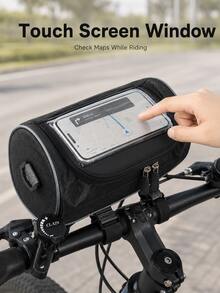 Waterproof Bicycle Handlebar Bag, Large Capacity Oxford Cloth Front Storage Pouch Suitable For Mountain Bike/Electric Bike/Scooter, Can Hold Phone, Sunglasses, Keys And Tools, Versatile For Commuting And Outdoor Riding - A - View 2