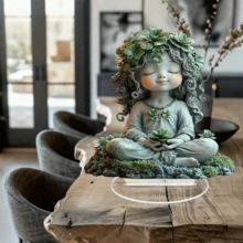 1件森林女神壓克力桌面裝飾品，冥想自然靈魂雕像，苔蘚與藤蔓主題2D平面裝飾，波希米亞禪風居家與辦公室裝飾，適用於瑜伽室、花園祭壇、靈性空間佈置，自然愛好者的理想禮物 - B - 查看 4