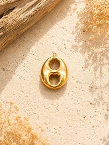 1/2/5PCS Fashion Versatile Stainless Steel 18K Gold Plated Double Hole Pig Nose Coffee Bean Large Pendant Set, 3D Minimalist Necklace Bracelet Pendant Charm DIY Jewelry Accessories - Yellow Gold - View 5