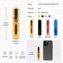 New 5ml Bottom-Refill Perfume Spray Bottle Aluminum Reusable Portable Travel Cosmetic Fragrance Dispenser - Pack Of 4 (Black, Blue, Gold, Pink) - View 4