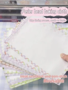 手工 Perler 珠飾特殊邊緣熨燙布，霧面半透明加厚耐熱可重複使用不沾烘焙熨燙紙 - 彩色 - 查看 5