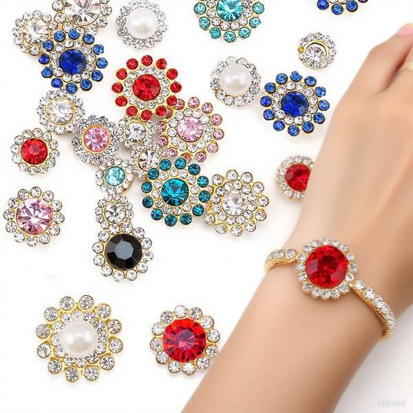 100 Pieces/Pack Mixed Size Flower Shaped Buckle Circular Sunflower Cross-Border Double-Layer Flower Plate Diamond Buckle DIY Hand Sewn Diamond Jewelry Accessories