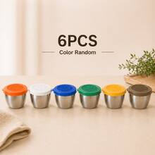 6pcs Mini Stainless Steel Sauce Cups With Colorful Silicone Lids, Reusable Condiment Dishes For Ketchup, Dressing, And Dips, Perfect For Kitchen, Lunch, Picnic, Party Gifts, Random Color - View 10