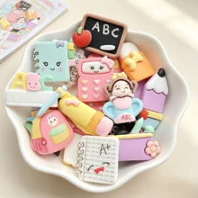 10/20/30pcs Resin Kawaii Cartoon School Supplies Books, Drawing Boards, Paintbrushes Series Flat Back Convex Round - Learning Theme, Scrapbooking, DIY Crafts, Holiday Decoration Jewelry Making Accessories - Random Mix - School Supplies - View 5