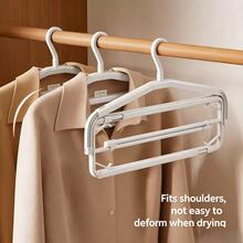 1pc White Multi-Function Telescopic Clothes Hanger, Adjustable And Expandable 39-63cm (15.35 - 24.80 Inches), Non-Slip Foldable Portable Drying Rack, Suitable For Home, Dorm, Travel Closet Storage - Extendable Folding Clothes Hanger - View 2