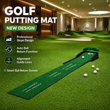 ZBEZBE Golf Accelerator PRO - Golf Putting Mat With Automatic Return And Hole Ball Collector - Putting Alignment Guide, Indoor & Outdoor, Automatic Return Track, Suitable For Golf Enthusiasts, Beginners, Indoor & Outdoor Patio Home Golf Games - Green - View 1