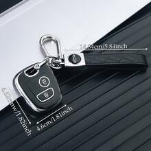 Compatible With Peugeot 206 207 307 C2 2-Button Car Key Shell TPU Soft Rubber Shockproof Full Coverage Protective Case Electroplated Contrast Color Dual-Button Key Cover With Black PU Leather Car Logo Keychain Key Ring Pendant Set, Holiday Gift For Men And Women - Peugeot + Car Logo Rope - View 3