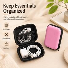 4 piezas/2 piezas/1 pieza Caja de almacenamiento portátil de carcasa dura, bolsa organizadora electrónica mini con cremallera y bolsillo de malla, bolsa de almacenamiento compacta para auriculares, cables y cargadores, bolsa portátil de viaje, adecuada para auriculares, cables USB, accesorios pequeños, almacenamiento en escritorio y bolsa - Multicolor - Ver 2