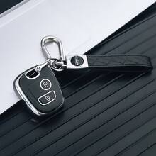 Compatible With Peugeot 206 207 307 C2 2-Button Car Key Shell TPU Soft Rubber Shockproof Full Coverage Protective Case Electroplated Contrast Color Dual-Button Key Cover With Black PU Leather Car Logo Keychain Key Ring Pendant Set, Holiday Gift For Men And Women - Peugeot + Car Logo Rope - View 10