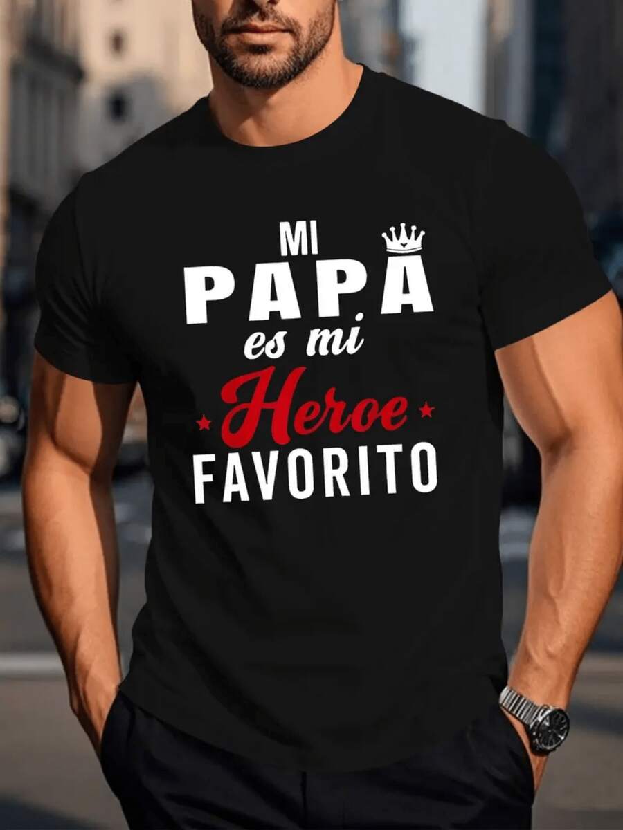Y2K 90s Vintage AestheticLa frase Mi Papá es mi Héroe Favorito expresa admiración profunda hacia el padre representando amor gratitud y respeto símbolo de fuerza y cariño ideal para celebrar - Negro - Ver 1