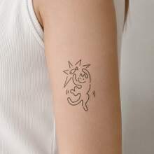 1 pieza Tatuaje temporal impermeable resistente al roce de PVC con patrón realista y divertido de gatito, adecuado para uso diario - Gris - Ver 6