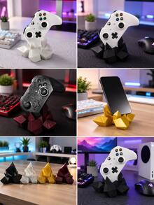 Dudukan Kontroler Kristal, Dudukan Kontroler Game & Ponsel 2-in-1 untuk Meja, Dudukan Display Gamepad Universal, Organizer Meja Dekorasi Ruang Gaming Cetak 3D Geode, Aksesoris Kontroler Video Game, Hadiah Gamer Keren untuk Pria dan Anak Laki-laki - View 4