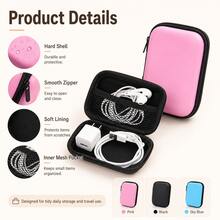 4 piezas/2 piezas/1 pieza Caja de almacenamiento portátil de carcasa dura, bolsa organizadora electrónica mini con cremallera y bolsillo de malla, bolsa de almacenamiento compacta para auriculares, cables y cargadores, bolsa portátil de viaje, adecuada para auriculares, cables USB, accesorios pequeños, almacenamiento en escritorio y bolsa - Multicolor - Ver 3