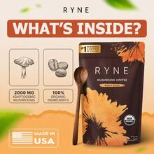 RYNE Mushroom Coffee 2-Pack Bundle, Bright & Smooth Flavor Mushroom Infused Instant Coffee, Bulk Natural Coffee Powder Set For Daily Use - 60份 - 查看 5