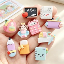10/20/30pcs Resin Kawaii Cartoon School Supplies Books, Drawing Boards, Paintbrushes Series Flat Back Convex Round - Learning Theme, Scrapbooking, DIY Crafts, Holiday Decoration Jewelry Making Accessories - Random Mix - School Supplies - View 12