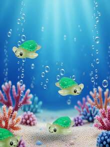 100/50/20/10/1個迷你綠色樹脂海龜，發光小型海洋動物擺飾，適合DIY仙女花園、盆栽植物裝飾、園藝裝飾、汽車內飾、派對與生日裝飾 - 彩色 - 查看 6