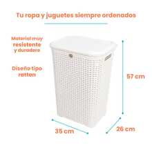 Combo Of 2 Rattan Baskets With Lids - La Ardilla Plastics - Basket, Laundry Hamper, Organizer, Polypropylene Material, Durable, Lightweight And Elegant - Ideal For Indoor And Outdoor Use, Bedroom, Laundry Area. - 白色 - 查看 8