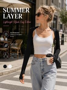 Shoulder Sleeve With Thumb Hole, Lightweight And Breathable, Suitable For Driving, Walking And Outdoor Activities - Multicolor - View 10