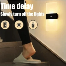 Wireless Installation Wall Lamp, LED Sensor Wall Light, Rechargeable, Self-Adhesive Firm Installation, Suitable For Living Room, Hallway, Corridor, LED Lighting Fixture - Black - View 4