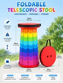 Lightweight Telescopic Cylindrical Camping Stool Folding Stool - Sturdy And Lightweight, Adjustable Height, With Handle, Suitable For Hiking, BBQ And Outdoor Activities, Camping And Patio Leisure, Travel And Fishing, Portable Telescopic Stool Outdoor Chair Rainbow Stool - Multicolor - View 5