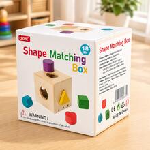 Wooden Shape Sorting Toy For Toddlers – Montessori Educational Activity Box With Colorful Geometric Blocks For Early Learning - Multicolor - View 10