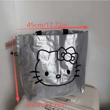 SANRIO Hello Kitty 可折疊購物托特包，可重複使用大容量購物袋，便攜收納袋，適合露營、戶外活動與日常使用，2色可選（粉色附扣/銀色無扣） - 彩色 - 查看 6