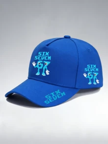 1件/2件 藍色「SIX SEVEN 67」數字圖案設計印花中性彎簷棒球帽與斜跨包，街頭時尚戶外運動棒球帽彎簷帽與包，可調節，適合日常穿著與禮物 - SIX SEVEN 67 - 查看 16