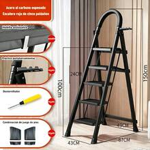 Portable 5-Step Tubular Folding Ladder - Black - View 2