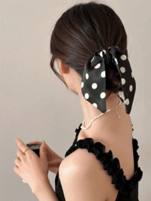 2件/1件裝 女款黑白高端蝴蝶結波點髮夾，時尚百搭，優雅大方，極簡風格，髮夾配件，適用於日常出遊、休閒聚會、通勤上班、洗臉、洗澡、化妝、搭配服裝、珠寶、頭飾等場合，髮夾、髮針、髮夾 - 黑與白 - 查看 5