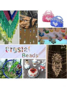 840pcs/1400pcs Crystal Faceted Beads, 28 Colors, 6mm Double Cone Acrylic Crystal Pearls, Suitable For Necklace, Bracelet, Earring Jewelry Making And DIY Crafts - Multicolor - View 9