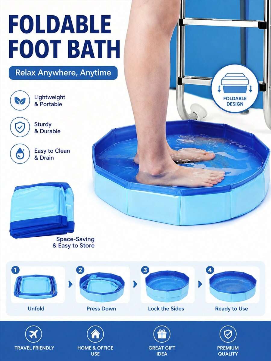 A Portable, Foldable Foot Bath, A PVC Foldable Foot Basin For Pool Entrances, Must Be Equipped With Non-Slip, Thickened Pool Cleaning Accessories, A Multi-Functional Foldable Foot Bath For Indoor And Above-Ground Swimming Pools, Beaches, And Backyards, Easy To Store And Clean. - Multiple Colors - View 1