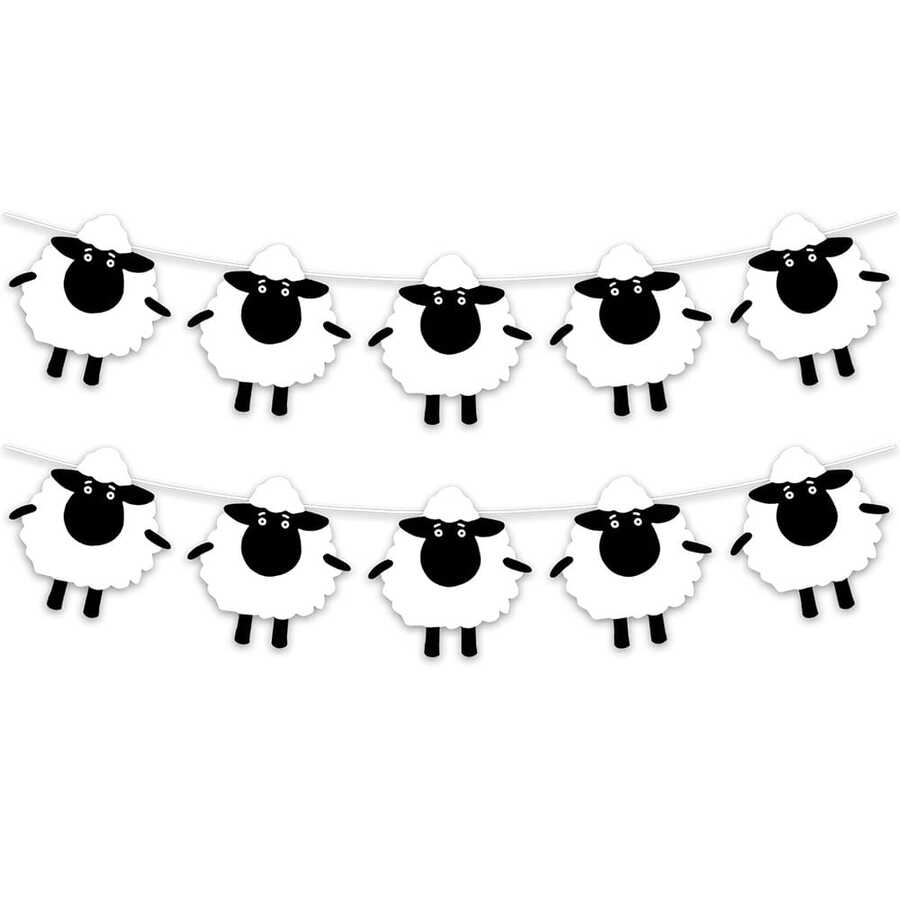 1 Set Cartoon Sheep Party Banner, Baby Room Decoration And Baptism Garland - View 1