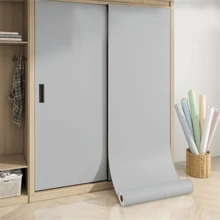 1 Roll 15.74/23.62 Inch Grey Self-Adhesive Wallpaper, Solid Color, Removable, For Cabinet Backsplash, Countertop, Shelf, Waterproof & Oil-Resistant Thick Vinyl For Home Decor - Light Grey - View 14