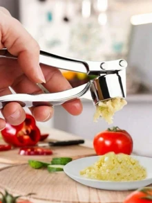 1pc Stainless Steel Garlic Press, Large Kitchen Garlic Crusher, Manual Garlic Mincer & Peeler, Easy To Clean, Durable, Rust-Proof, Easy To Press, Suitable For Daily Cooking, Garlic Tool, Kitchen Gadget, Kitchen Accessory - Multicolor - View 2