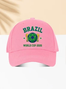 1件羊毛棒球帽 世界盃主題「BRAZIZ WORLD CUP 2026」印花圖案 送給家人和朋友的禮物 全季節裝飾風格 男士女士必備時尚單品 - 毛青 - 查看 8