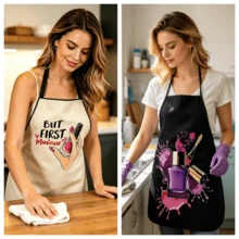 Adjustable Personalized Nail Art Pattern Apron, Suitable For Nail Technicians, Nail Salon Workers, Baking Enthusiasts, Housewives, Home Kitchen, Nail Salon Uniform, Perfect Gift For Nail Art Lovers - Multicolor - View 8