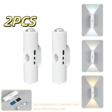 免布線安裝夜燈 2/4/8入組 LED 壁燈，充電式感應壁燈，自黏式山丘雙氛圍燈，適用於臥室、樓梯、室內、室外、陽台、更衣室 - 三色光 - 查看 13