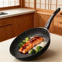 1pc 22/24/26/28cm Frying Pan, Reinforced Non-Stick Coating, Non-Stick Frying Pan, Stir-Fry Pan And Wok, Grill, Chef's Pot, Non-Stick Aluminum Frying Pan, Suitable For Gas And Induction Stoves, Cookware, Kitchen Utensils, Kitchen Supplies, Kitchenware, Scratch-Resistant, Easy To Clean, Perfect For Steak And Vegetables, Tableware, Egg Frying Pan, Chef's Pot, Vegetable Pot - Black - View 8