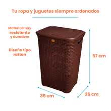 Combo Of 2 Rattan Baskets With Lids - La Ardilla Plastics - Basket, Laundry Hamper, Organizer, Polypropylene Material, Durable, Lightweight And Elegant - Ideal For Indoor And Outdoor Use, Bedroom, Laundry Area. - 巧克力棕 - 查看 8