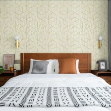 1 Gulungan Wallpaper Pola Geometris Emas, Stiker Dinding Perekat Mandiri yang Dapat Dilepas untuk Dekorasi Rumah, Cocok untuk Kamar Tidur, Ruang Makan, Dapur, Lemari, Stiker Renovasi Furnitur Meja Dapur yang Tebal dan Anti Jamur yang Dapat Dilepas - Geometri Emas - View 2