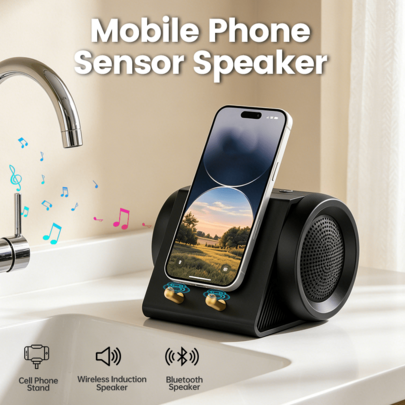 XHJ New Model With Wireless Induction Speaker, Wireless Induction Speaker, Mobile Phone Holder, Stereo, 5.2 Surround Sound, Desktop Speaker, Button Controls, USB Charging, Non-Slip Silicone Design, Suitable For Mobile Phones And Tablets