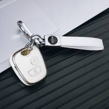 Compatible With Peugeot 206 207 307 C2 2-Button Car Key Shell TPU Soft Rubber Shockproof Full Coverage Protective Case Electroplated Contrast Color Dual-Button Key Cover With Black PU Leather Car Logo Keychain Key Ring Pendant Set, Holiday Gift For Men And Women - Peugeot + Car Logo Rope - View 9
