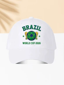 1件羊毛棒球帽 世界盃主題「BRAZIZ WORLD CUP 2026」印花圖案 送給家人和朋友的禮物 全季節裝飾風格 男士女士必備時尚單品 - 毛青 - 查看 10