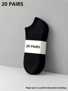 1/5/7/10/20 Pairs Minimalist Basic Men's Ankle Socks. Soft And Lightweight Full-Coverage Low-Cut Ankle Socks, Women's Over-The-Knee Socks And Men's Mid-Calf Socks, Suitable For Sports, Home And Casual. Business Casual Unisex Knee-High Socks And Socks, Black - Black - View 12