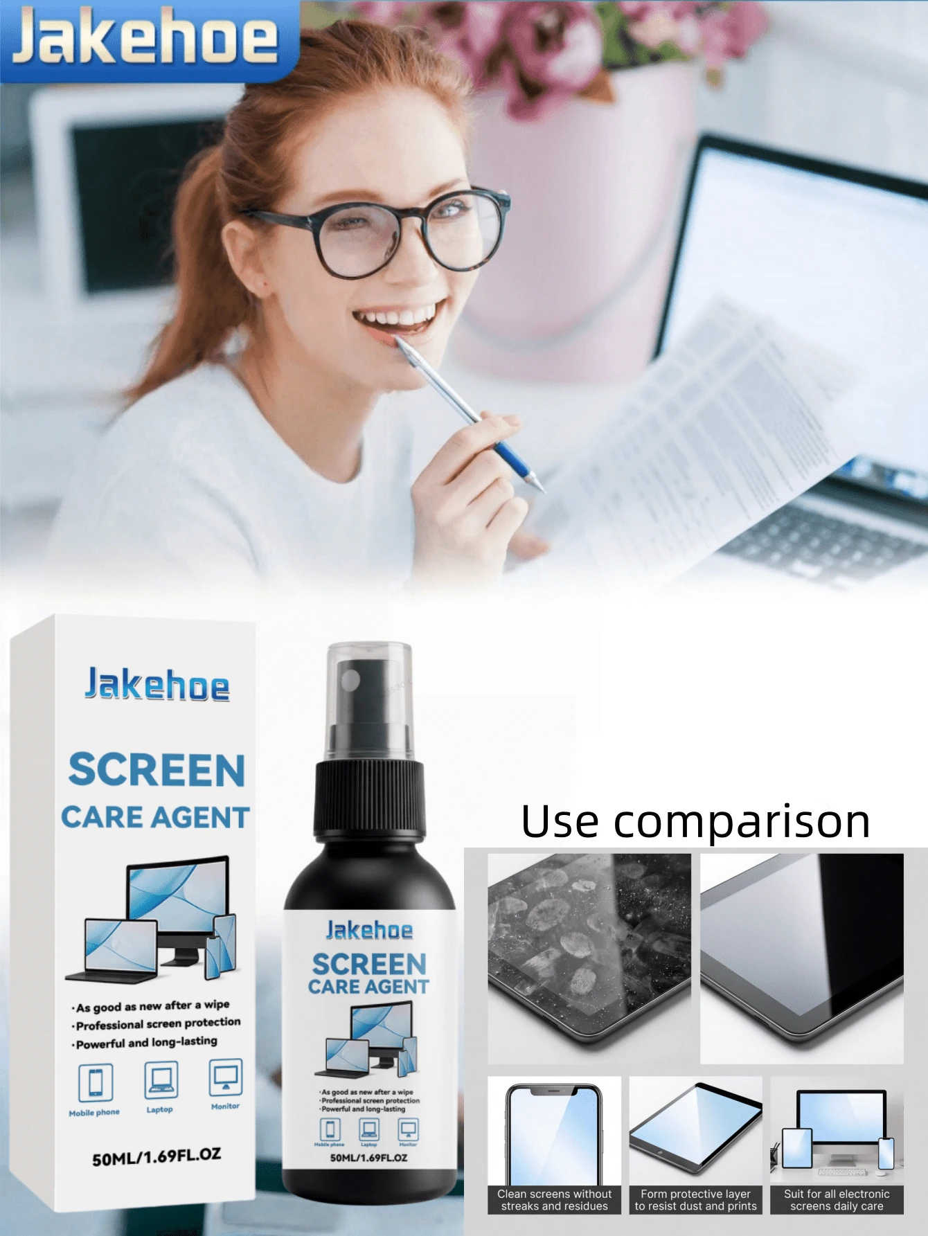 JUE-FISH Screen Cleaner, Suitable For Cleaning And Maintaining Various Screens And Mirrors, Such As TV Screens, Phone Screens, Desktop Computer Monitors, Laptop Screens And Eyeglass Lenses,