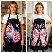 Adjustable Personalized Nail Art Pattern Apron, Suitable For Nail Technicians, Nail Salon Workers, Baking Enthusiasts, Housewives, Home Kitchen, Nail Salon Uniform, Perfect Gift For Nail Art Lovers - Multicolor - View 7